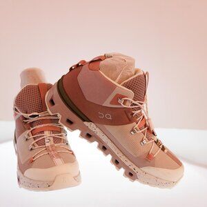 On Running Women's Athletic Shoes in Pink and Brown